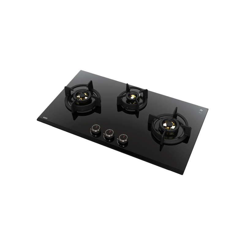 KAFF ASF 783- Built-In Hob for Kitchen, 3 Full Brass High Efficiency Burners & FFD, Auto Electric Ignition