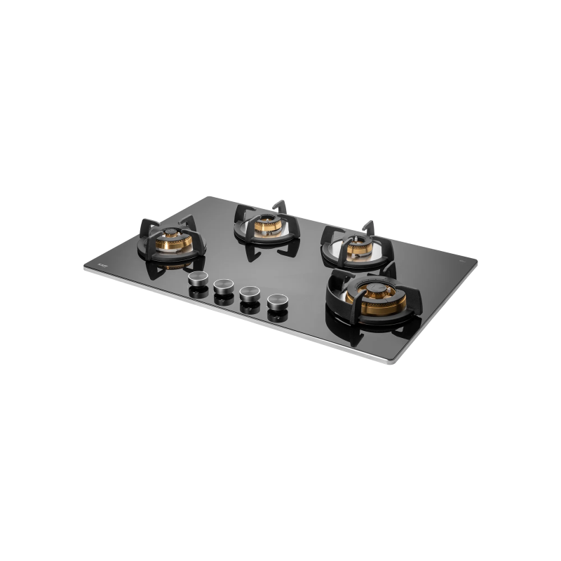 KAFF BLH 804 / BLH 804X- Built-in Hob with 4 Full Brass High Efficiency Burners, 8 mm Thick Black Tempered Glass