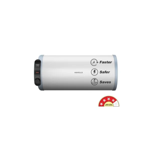 Havells  - Fabia Slim Horizontal Left Side Storage Water Heater (Geyser)
15 L White Blue-LH