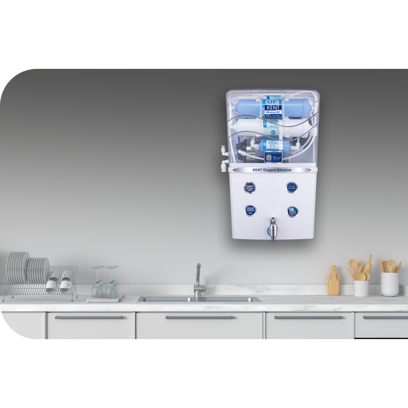 KENT Elegant Alkaline - Compact, Top-of-the-Line Water Purifier that Enhances pH Levels of the Purified Water up to 9.5 and Makes it Alkaline