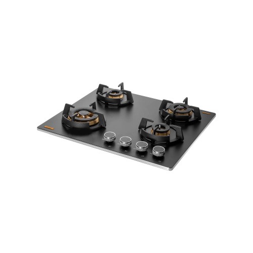 KAFF MSM 604 / MSM 604X- Built-In Hob, 4 Full Brass High Efficiency Burners with FFD, Thick Premium Frosted Black Glass