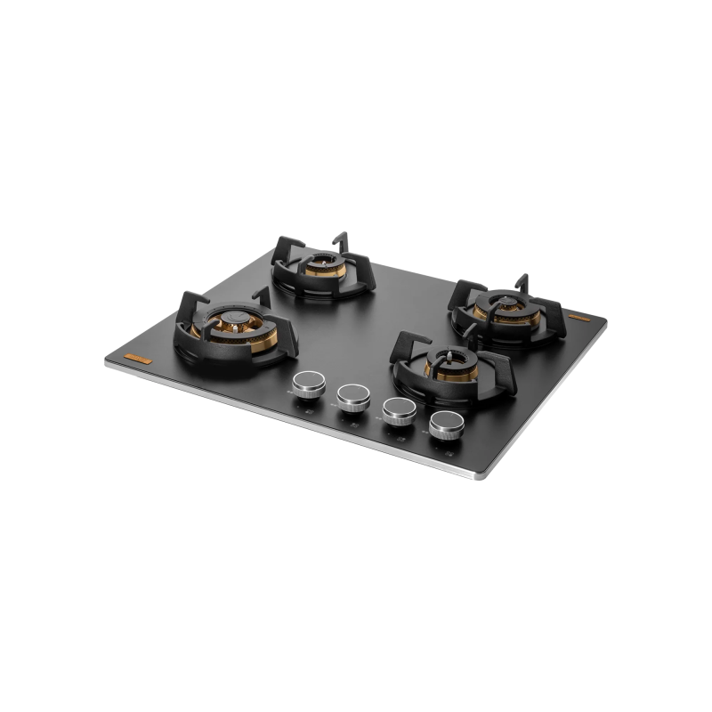 KAFF MSM 604 / MSM 604X- Built-In Hob, 4 Full Brass High Efficiency Burners with FFD, Thick Premium Frosted Black Glass