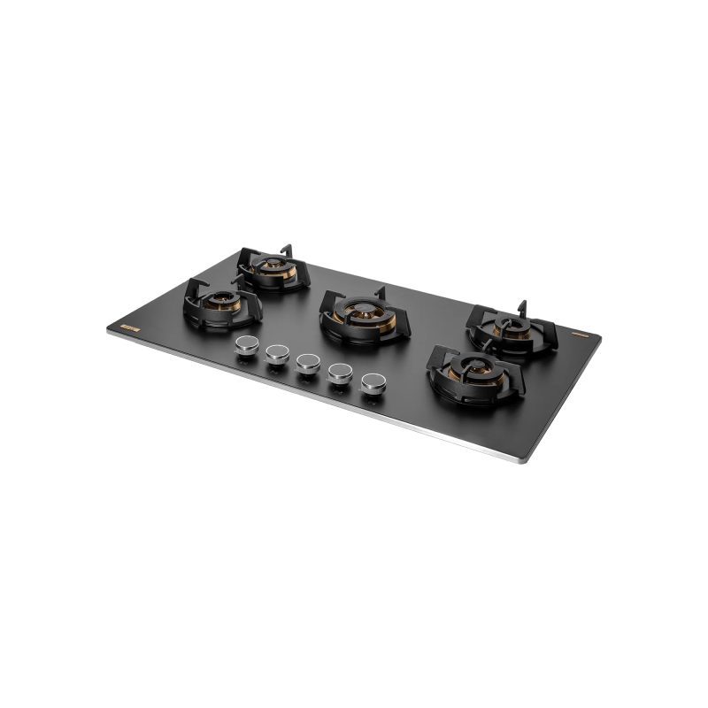 KAFF MSM 865 / MSM 865X- Built-In Hob with Efficient 5 Brass Burners, 8 mm Frosted Black Glass